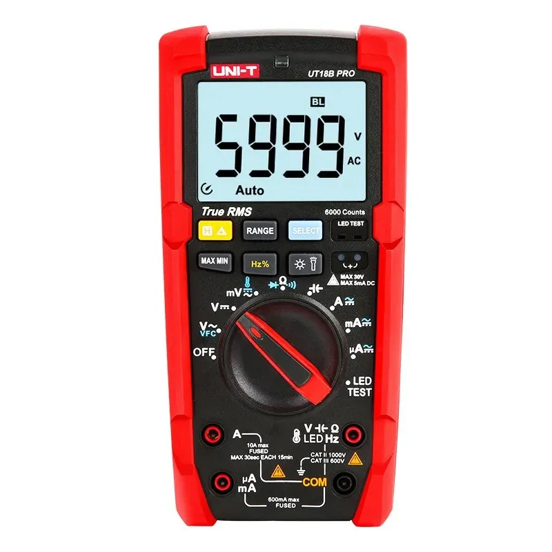 Multimetro Digital UNI-T UT-18B PRO True RMS 1000V AC/DC Capacimetro Temp Diodo 357.627119 Multimetro Digital UNI-T UT-18B PRO