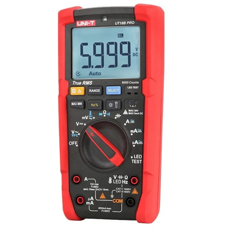 Multimetro Digital UNI-T UT-18B PRO True RMS 1000V AC/DC Capacimetro Temp Diodo 357.627119 Multimetro Digital UNI-T UT-18B PRO