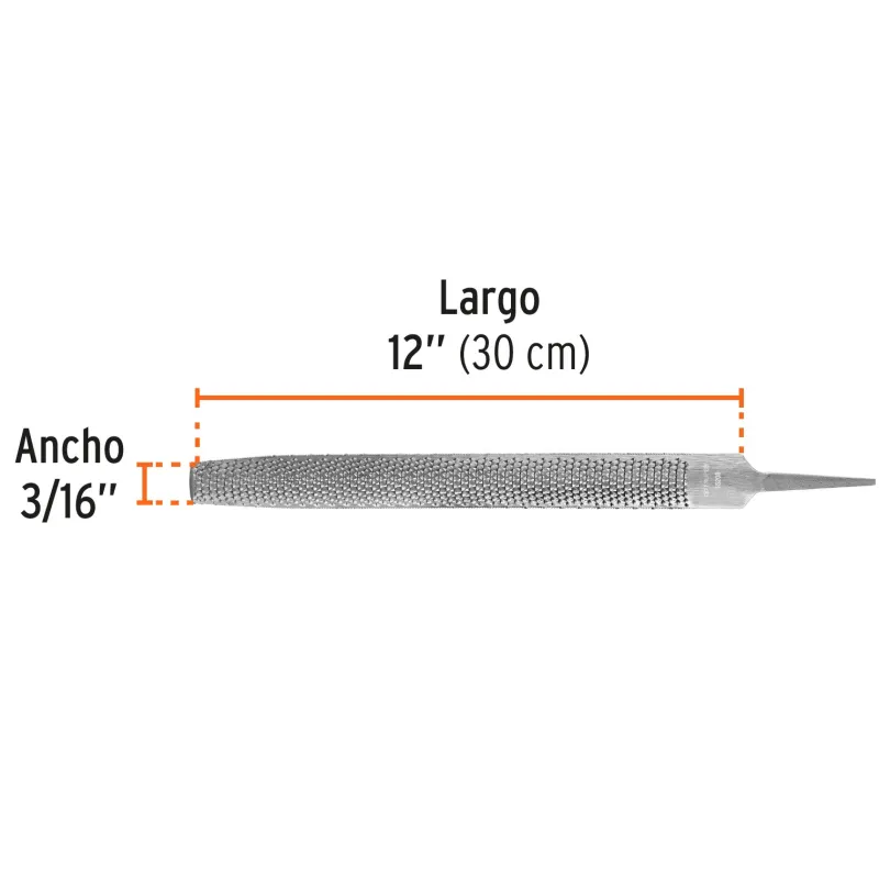 Limas Escofinas Media Caña Bastardas 12" Ancho 1 3/16" Espesor 7/16", Sin Mango, Para desbastar madera, LES-12 15209 Truper 17.
