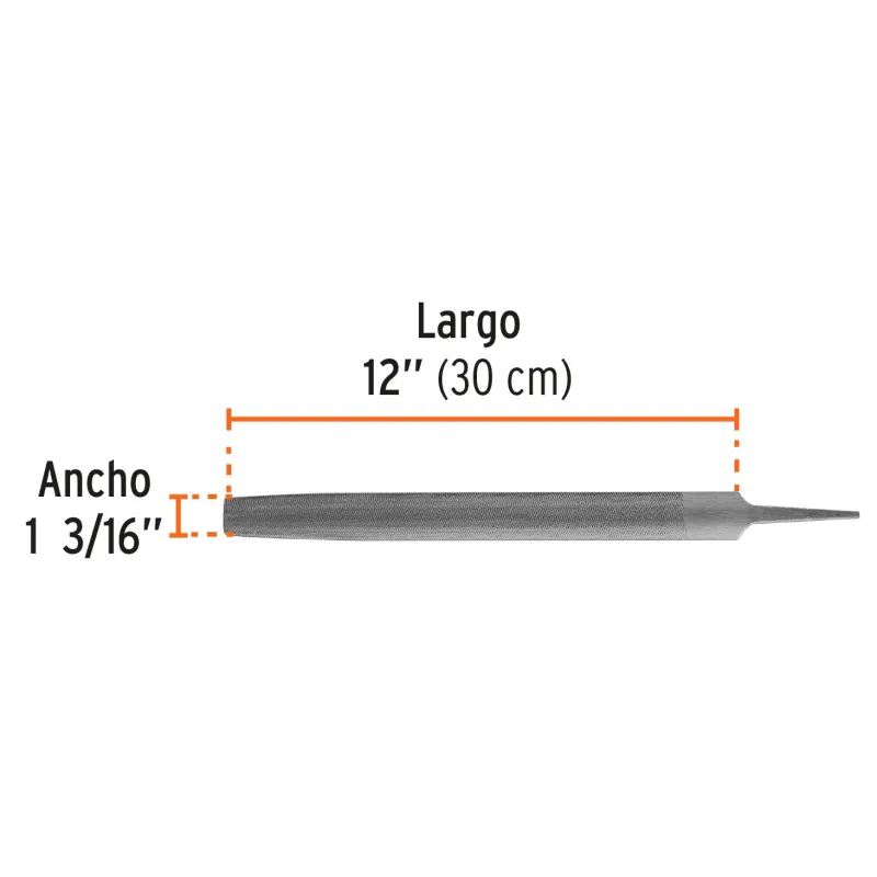 Limas Media Caña Bastardas 12", Ancho 1 3/16" Espesor 3/8", Sin Mango, para desbaste, LMCB-12 15175 Truper 16.355932 Lima Media