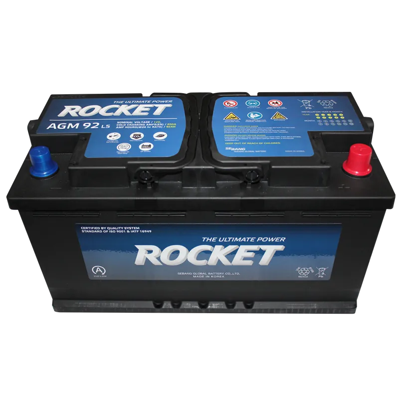 Baterias Carros 17placas AGM-L5 -.+ 92Ah CCA850 35.3x17.5x19cm Automoviles Rocket AGM92L5 732.20339 Baterias Carros 17placas AG