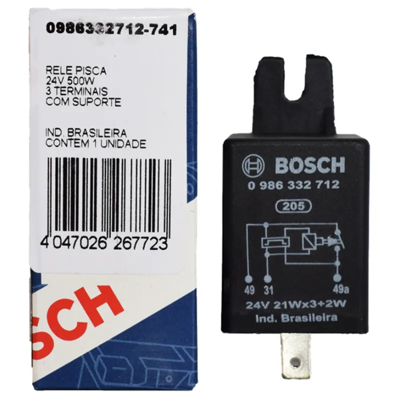 Flasher con Soporte Rele Pisca 24v 500w 3Terminales con Soporte Bosch 0986332712 13.644068 Flasher con Soporte Rele Pisca 24v 5