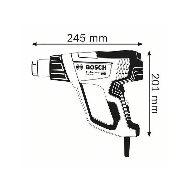 Pistola de Calor Bosch GHG 20 - 63, 2000W 50 – 630 Grados, Ajuste de Temperatura 453.389831 Pistola de Calor Bosch GHG 20 - 63,