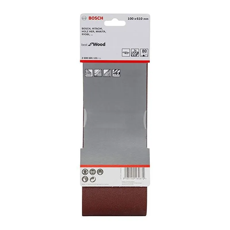 Lijas de Banda G120 4x24" x3uBest for Wood Bosch 2608606133 28.813559 Lija de Banda Bosch 4"X24" Grano 120 Best for Wood 260860