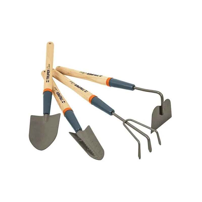 Juego de 4 Herramientas para Jardin 15 Pulgadas, Transplantador, cuchara, azadon, cultivador, JJ-4L 15040 Truper 34.745763 Jueg