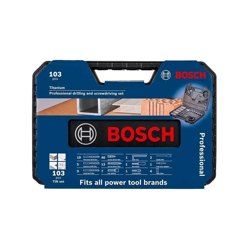 Juego Set Profesional 103 Piezas Brocas y Puntas para taladrar, Bosch 2608594070 153.389831 Juego Set Profesional 103 Piezas Br
