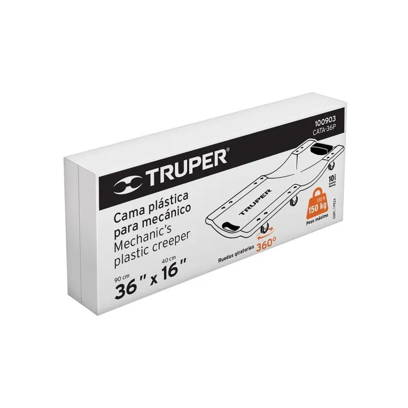 Camas Plasticas para Mecanico 36" Ergonomico Rodajes360, Truper 100903 121.186441 Camas Plasticas para Mecanico 36" Ergonomico