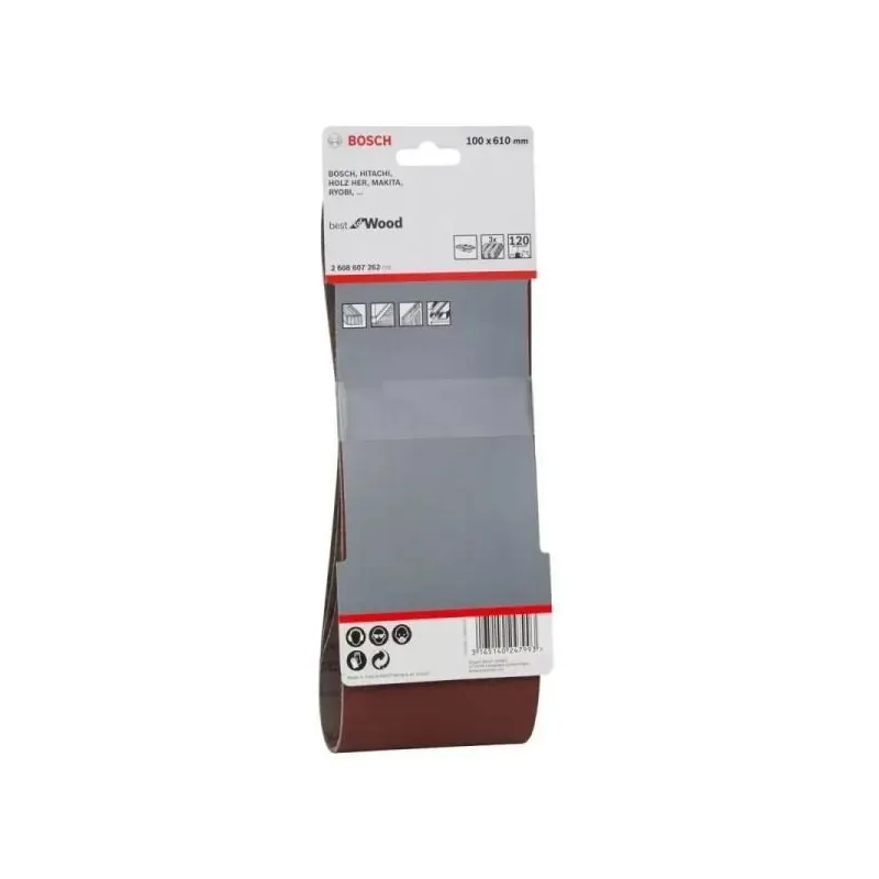 Lijas de Banda G120 4x24" x3u Best for Wood Bosch 2608607262 33.898305 Lijas de Bandas 4X24" G 120 X3u Best for Wood, Bosch 260