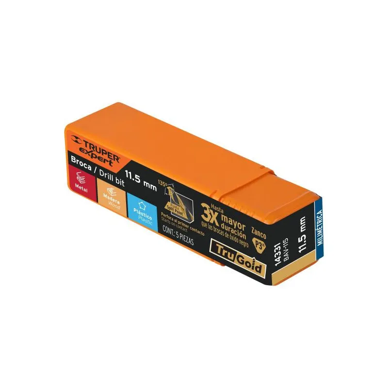 Brocas Metal HSS 11.5mm xL142mm Truper 14331 17.79661 Brocas Metal HSS 11.5mm xL142mm Truper 14331 Punta Split Point autocentra