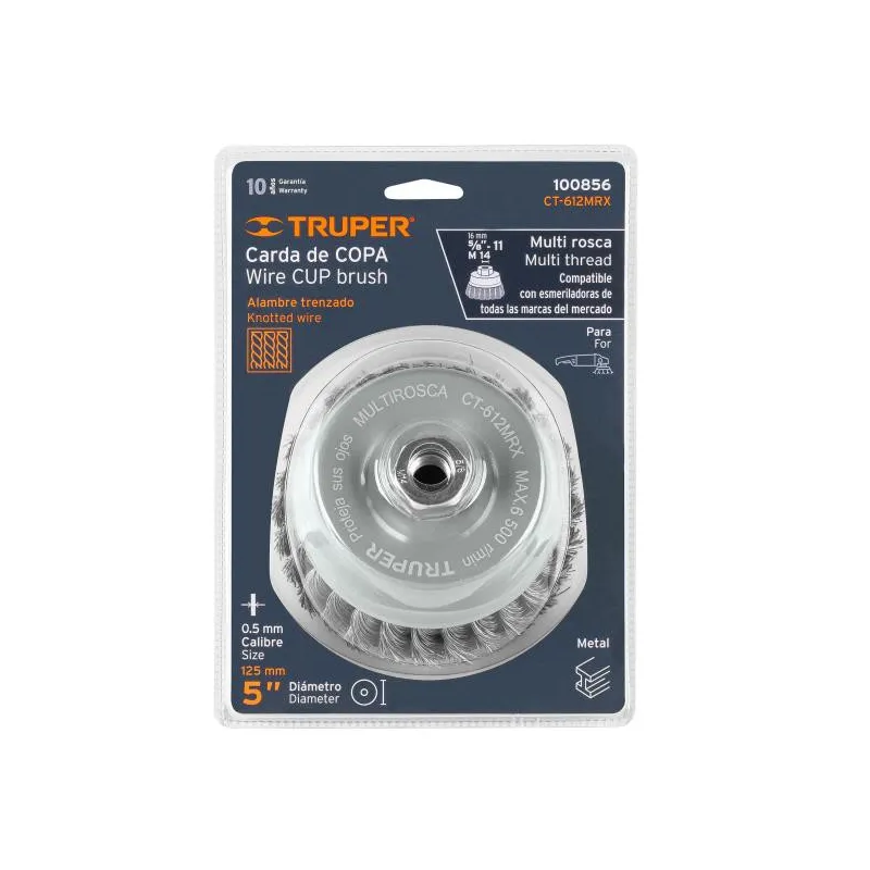 Cardas Copa 5" Trenzado Grueso MultiRosca Truper 100856 27.118644 Cardas Copa 5" Trenzado Grueso MultiRosca Truper 100856 Fabri