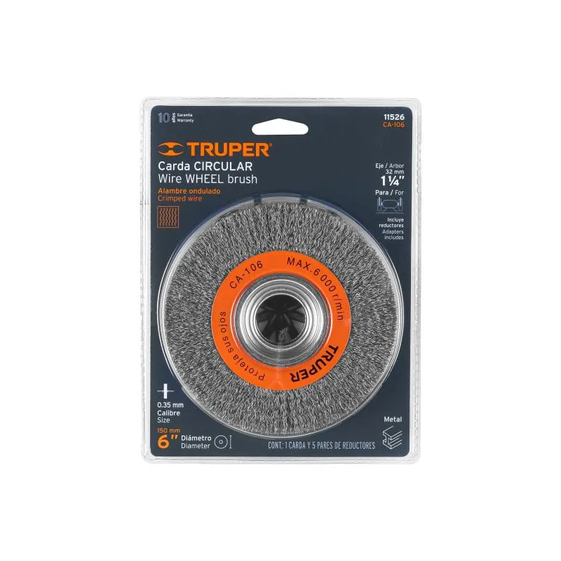 Cardas Circulares 6" Ondulado Truper 11526 25.423729 Cardas Circulares 6" Ondulado Truper 11526 Alambres ondulados de acero al