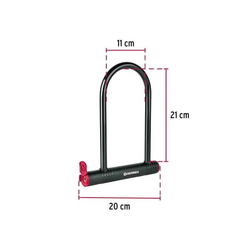 Candados 12mm Rigido Tipo "U" bicicletas motocicletas Portones Hermex 49620 24.576271 Candados 12mm Rigido Tipo "U" bicicletas