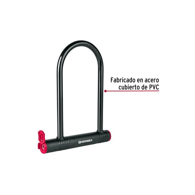 Candados 12mm Rigido Tipo "U" bicicletas motocicletas Portones Hermex 49620 24.576271 Candados 12mm Rigido Tipo "U" bicicletas