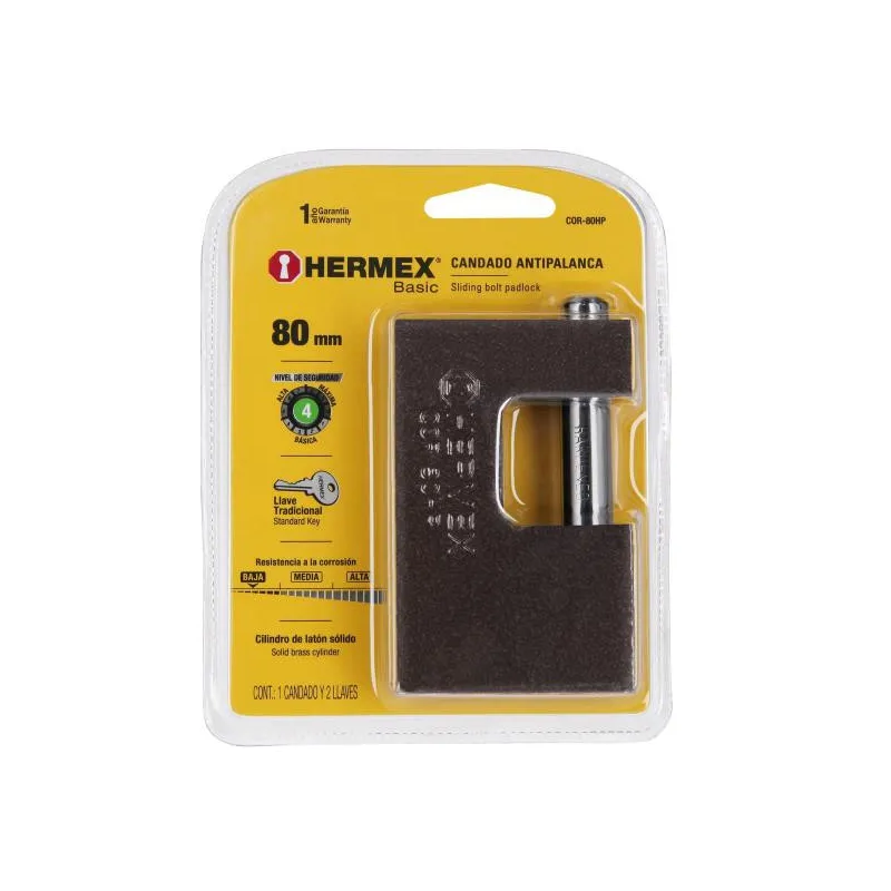 Candados Antipalanca 80mm S4 Hierro Hermex 22517 17.79661 Candados Antipalanca 80mm S4 Hierro Hermex 22517 Cuerpo de hierro con