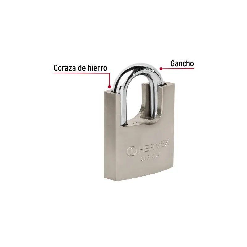 Candados Acorazado 60mm S6 Hierro 3llaves Anti-Ganzua Hermex 43314 17.79661 Candados Acorazado 60mm S6 Hierro 3llaves Anti-Ganz