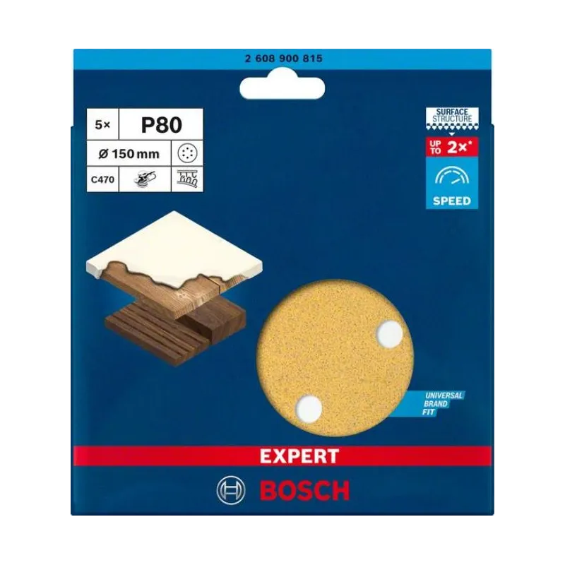 Discos de Lijas 150mm G80 6Huecos x5u Expert Best for Wood&Paint C470 Bosch 2608900815 9.830508 Discos de Lijas 150mm G80 6Huec