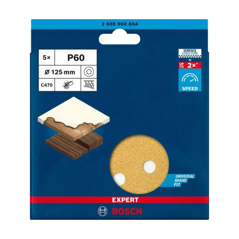 Discos de Lijas 125mm G60 8Huecos x5u Expert Best for Wood&Paint C470 Bosch 2608900804 9.661017 Discos de Lijas 125mm G60 8Huec