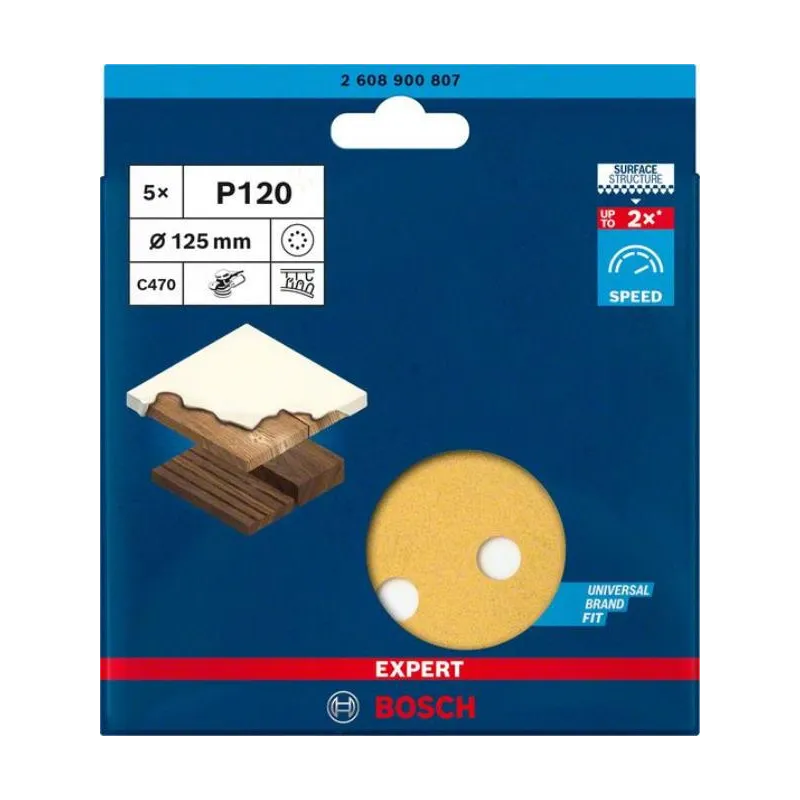 Discos de Lijas 125mm G120 8Huecos x5u Expert Best for Wood&Paint C470 Bosch 2608900807 9.661017 Discos de Lijas 125mm G120 8Hu
