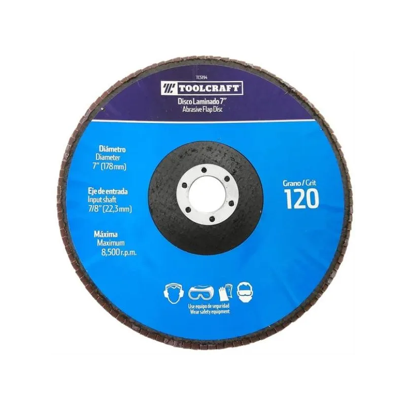 Discos Flat 7" G120 Laminado Debaste y Pulido Toolcraft TC5194 8.135593 Discos Flat 7" G120 Laminado Debaste y Pulido Toolcraft