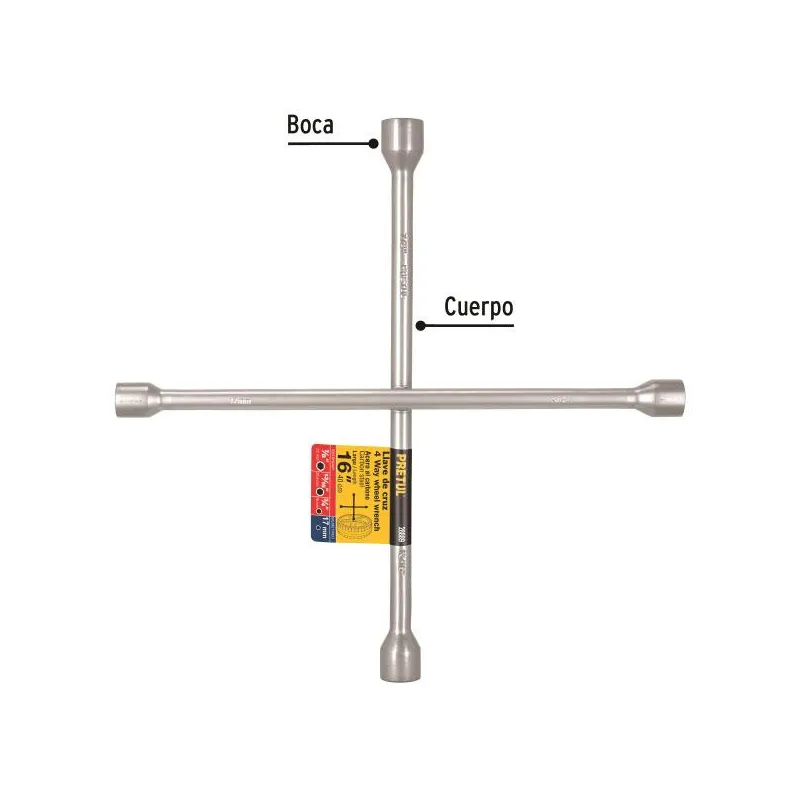 Llaves de Rueda 16" en Cruz 17mm 3/4 13/16 7/8 Galvanizadas Pretul 28889 22.033898 Llaves de Rueda 16" en Cruz 17mm 3/4 13/16 7