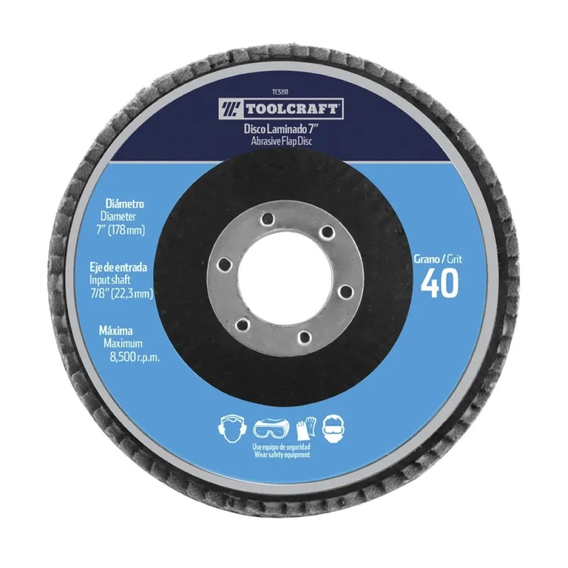 Discos Flat 7" G80 Laminado Toolcraft TC5193 10.762712 Discos Flat 7" G80 Laminado Toolcraft TC5193 • Disco Laminado 7 Pulgadas