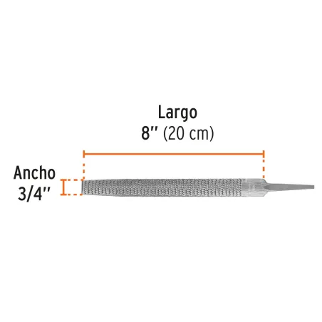 Limas Escofinas Media Caña Bastardas 8" Ancho 13/16" Espesor 1/4", Sin Mango, Para desbastar madera, LES-8 15205 Truper 9.06779