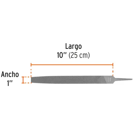  Limas Plana Bastardas 10", Ancho 1" Espesor 5/16", Sin Mango, para acabados de metales, LPB-10 15144 Truper 10.254237 Lima Plan