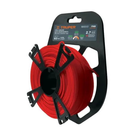  Hilo Redondo para desbrozadora 2.7mm x63M Blister, HLB-105 17610 Truper 16.949153 Hilo Redondo para desbrozadora 2.7mm x63M Bli