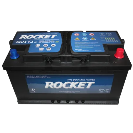 Baterias Carros 17placas AGM-L5 -.+ 92Ah CCA850 35.3x17.5x19cm Automoviles Rocket AGM92L5 Rocket-Baterias Carros 17placas AGM-L5