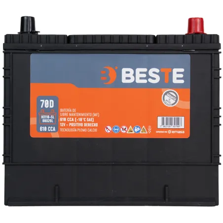  Baterias Carros 13Placas -.+ 70Ah CCA610 25.5x17x20.4-22.4cm Automotriz Beste NX110-5L 264.40678 Baterias Carros 13Placas -.+ 7