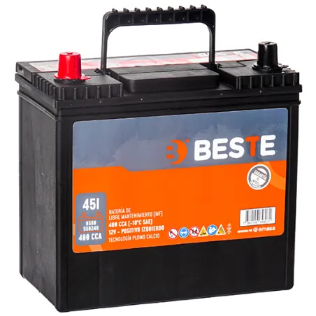  Baterias Carros 11Placas +.- 45Ah CCA400 23.6x12.7x20.3-22.3cm Automotriz Beste NS60 165.254237 Baterias Carros 11Placas +.- 45