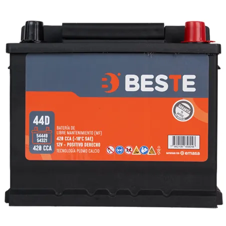  Baterias Carros 11Placas -.+ 44Ah CCA420 21x17.5x17.5cm Automotriz Beste 54459 198.305085 Baterias Carros 11Placas -.+ 44Ah CCA