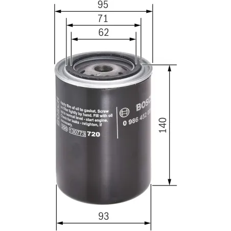  Filtros de Aceite 139x94mm 3/4x16UNF Toyota 4Runner Land Cruiser Nissan Bosch 0986452001 31.355932 Filtros de Aceite 139x94mm 3