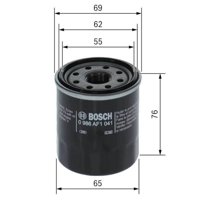 Filtro Aceite 3/4-16 68.8x77.5 Daihatsu Terios Toyota Avanza Corolla Yaris Bosch 0986AF1041 Bosch-Filtros de Aceite 68.8x77.5 3/