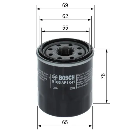 Filtro Aceite 3/4-16 68.8x77.5 Daihatsu Terios Toyota Avanza Corolla Yaris Bosch 0986AF1041 Bosch-Filtros de Aceite 68.8x77.5 3/