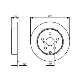 Disco de Frenos 281x12mm 5H C114.3mm DC62.01mm Toyota RAV4 Bosch 0986479419 Bosch-Disco de Frenos 281x12mm 5H C114.3mm DC62.01mm