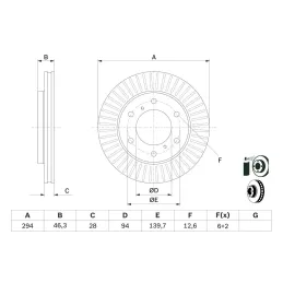 Disco de Frenos 294x28mm 6H C139.7mm DC94mm Bosch 0986479704 Bosch-Disco de Frenos 294x28mm 6H C139.7mm DC94mm Bosch 0986479704 