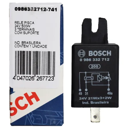 Flasher con Soporte Rele Pisca 24v 500w 3Terminales con Soporte Bosch 0986332712 Bosch-Flasher con Soporte Rele Pisca 24v 500w 3