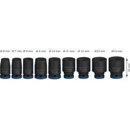 Juego Dados Impacto 9pzas 6 7 8 9 10 11 12 13 14mm E1/4 Corto Bosch 2608003034 Bosch-Juego Dados Impacto 9pzas 6 7 8 9 10 11 12 