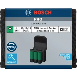 Dados Impacto Set 3pzas 17 19 21mm Extra Largo E1/2 Bosch 2608003033 Bosch-Dados Impacto Set 3pzas 17 19 21mm Extra Largo E1/2 B