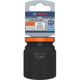 Dado Impacto 32mm E3/4" Corto Bosch 2608003063 Bosch-Dado Impacto 32mm E3/4" Corto Bosch 2608003063 Diseñado para enganches cuad
