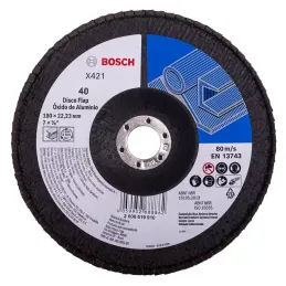 Disco Flap 7" 180mm G40 Curvo FibraVidrio x421 Bosch 2608619910 Bosch-Disco Flap 7" 180mm G40 Curvo FibraVidrio x421 Bosch 26086