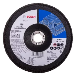 Disco Flap 7" 180mm G120 Curvo FibraVidrio x421 Bosch 2608619913 Bosch-Disco Flap 7" 180mm G120 Curvo FibraVidrio x421 Bosch 260