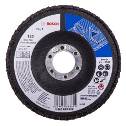 Disco Flap 4-1/2" 115mm G120 Curvo FibraVidrio x421 Bosch 2608619909 Bosch-Disco Flap 4-1/2" 115mm G120 Curvo FibraVidrio x421 B