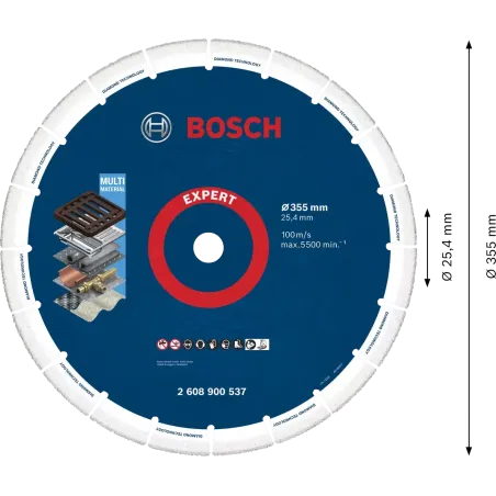  Disco Corte Diamantado Metal 355mm x25.4mm Bosch 2608900537 544.915254 Disco Corte Diamantado Metal 355mm x25.4mm Bosch 2608900
