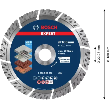  Disco Corte Diamantado Multimaterial 7" 180x22.23mm Bosch 2608900662 197.457627 Disco Corte Diamantado Multimaterial 7" 180x22.
