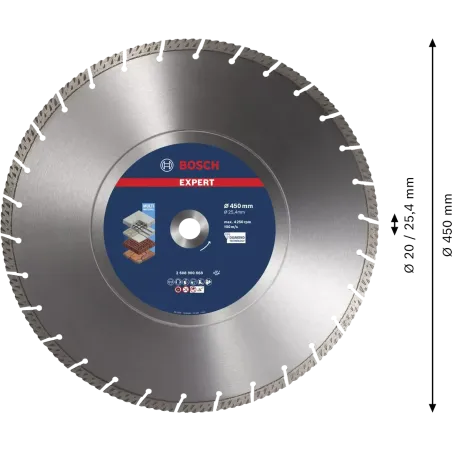  Disco Corte Diamantado Multimaterial 18" 450x25.4x3.3x12mm Bosch 2608900668 941.525424 Disco Corte Diamantado Multimaterial 18"