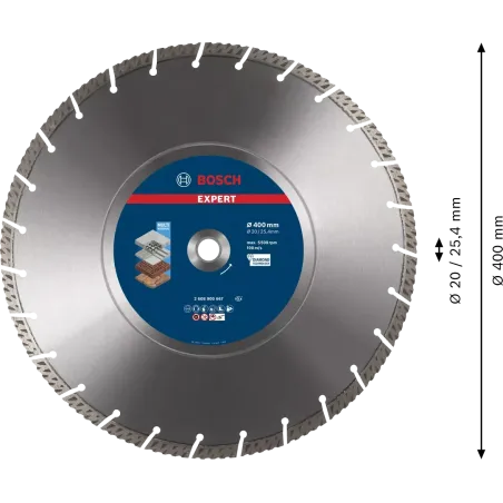  Disco Corte Diamantado Multimaterial 16" 400x20|25.4x3.3x12mm Bosch 2608900667 836.440678 Disco Corte Diamantado Multimaterial 