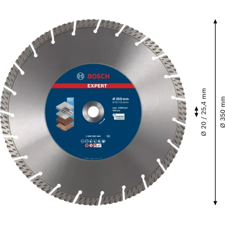  Disco Corte Diamantado Multimaterial 14" 350x20|25.4x3.3x15mm Bosch 2608900666 653.389831 Disco Corte Diamantado Multimaterial 