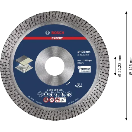  Disco Corte Diamantado Ceramica Dura 5" 125x22.23x1.4 Bosch 2608900655 149.152542 Disco Corte Diamantado Ceramica Dura 5" 125x2